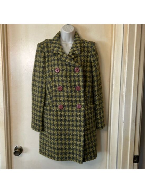 INC International Concepts Jackets & Blazers - INC Green/gray plaid double breasted overcoat size M